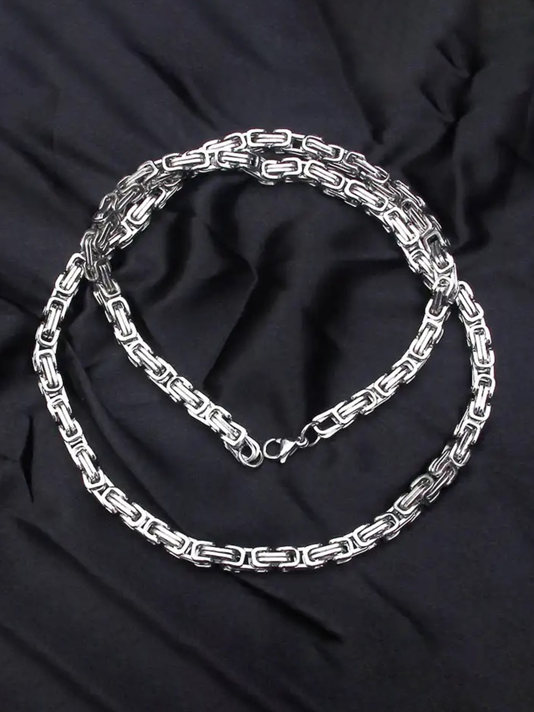 

MEENAZ Men Stainless Steel Silver-Plated Choker Chain