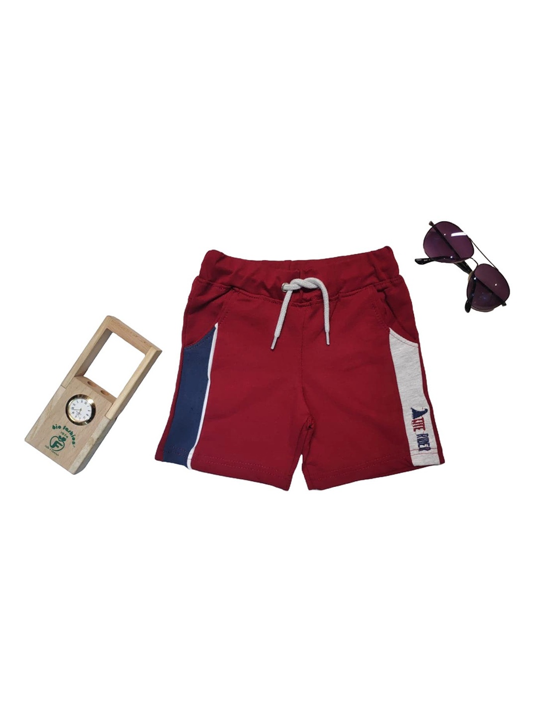 

BAESD Boys Mid-Rise Cotton Shorts, Maroon