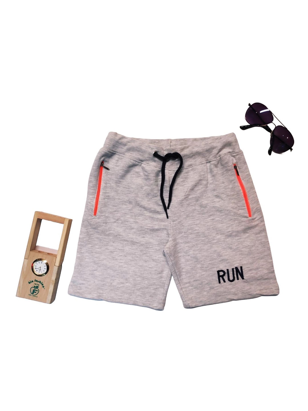 

BAESD Boys Mid-Rise Cotton Shorts, Grey melange