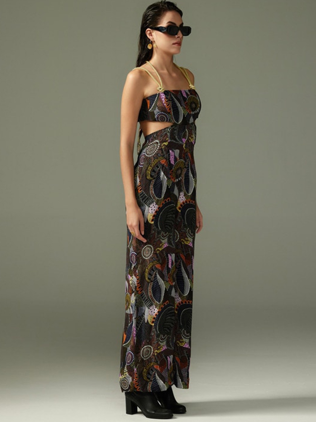 

Tizzi Abstract Printed Basic Jumpsuit, Black