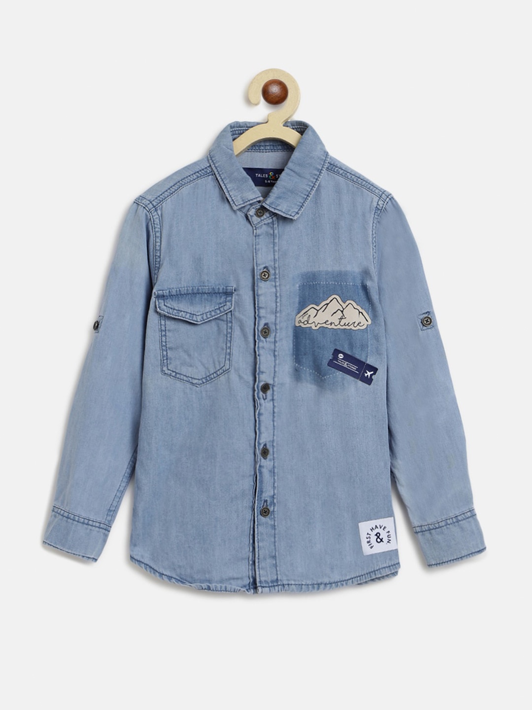 

TALES & STORIES Boys Spread Collar Long Sleeves Casual Shirt Casual Shirt, Blue