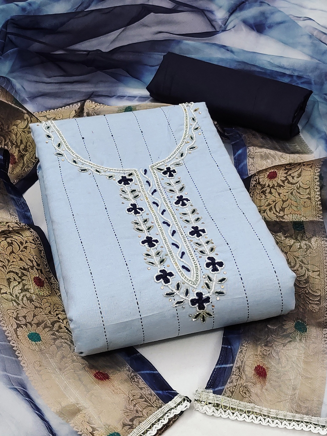 

KIMISHA Dyed Unstitched Dress Material, Blue