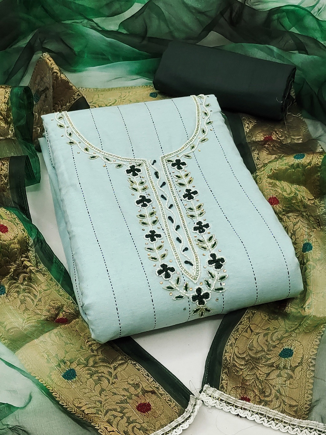 

KIMISHA Dyed Unstitched Dress Material, Green