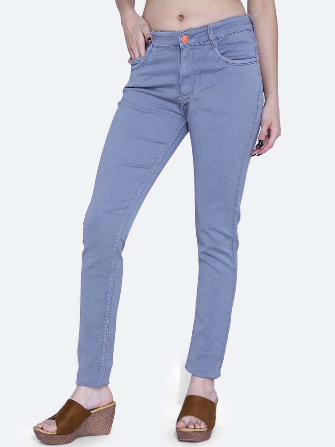 

FCK-3 Women Hottie Knitted High-Rise Clean Look Stretchable Jeans, Blue