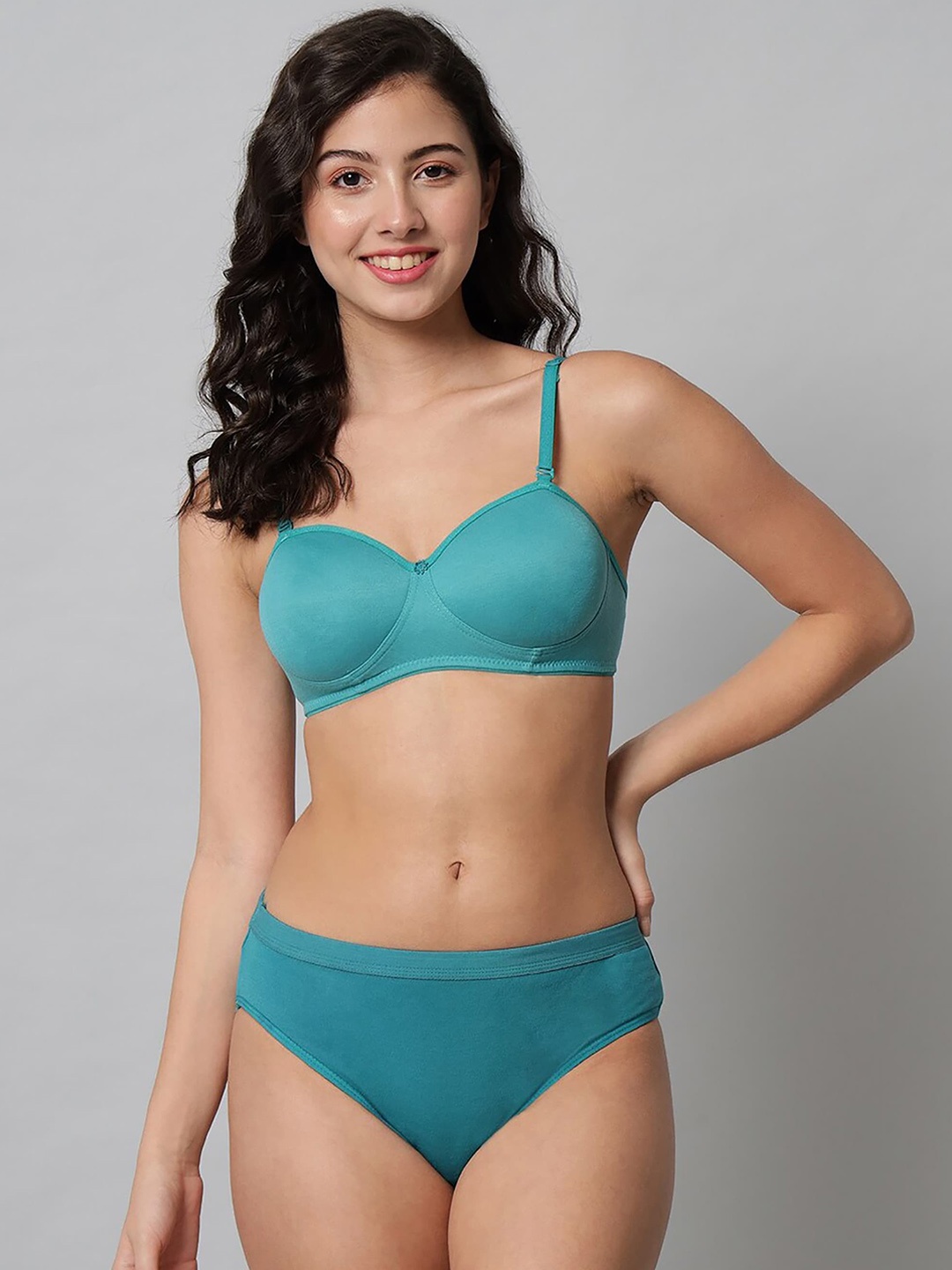 

PIBU Non Padded Cotton Lingerie Set, Green