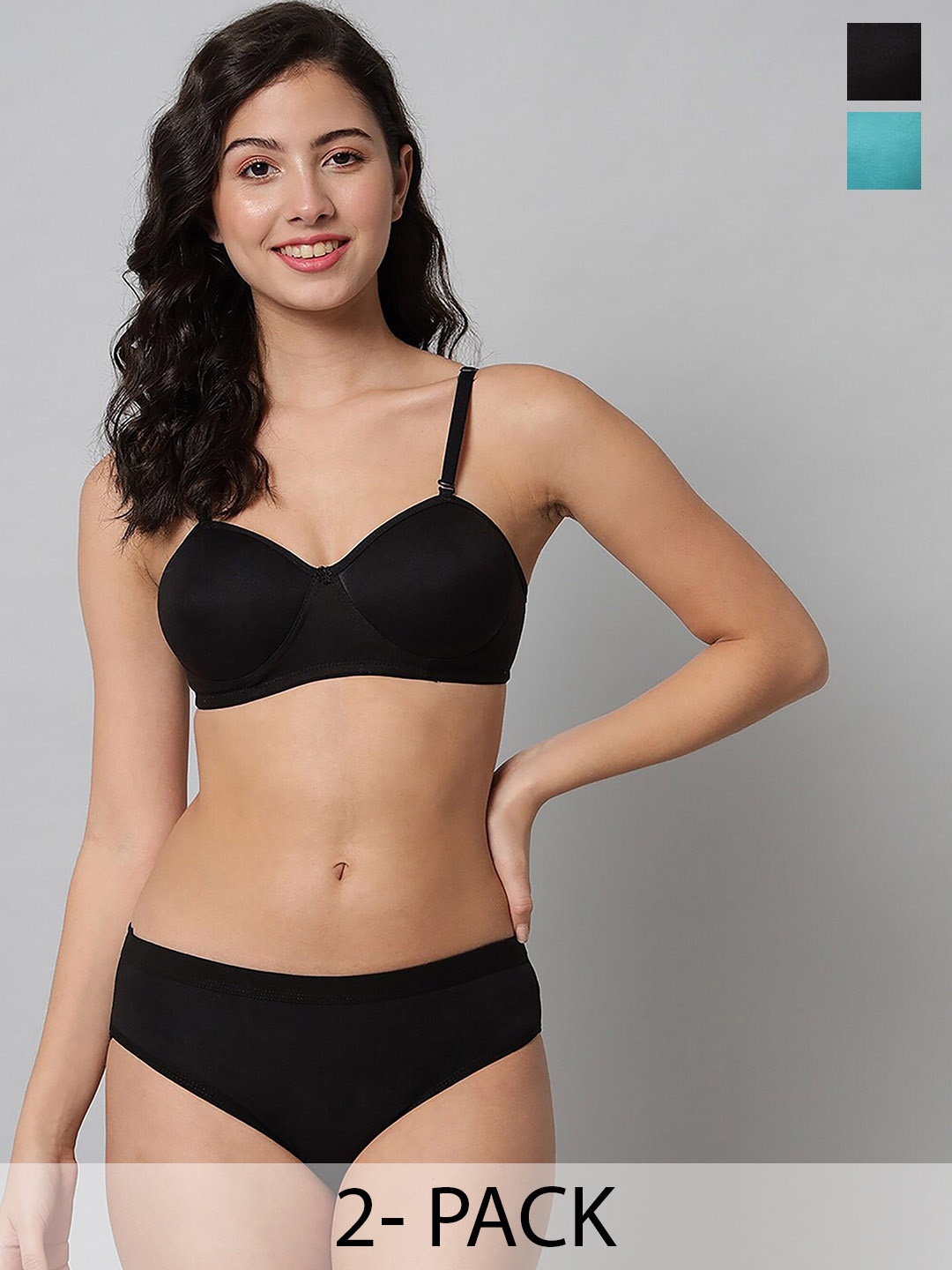 

AROUSY Pack Of 2 Cotton Lingerie Set, Green