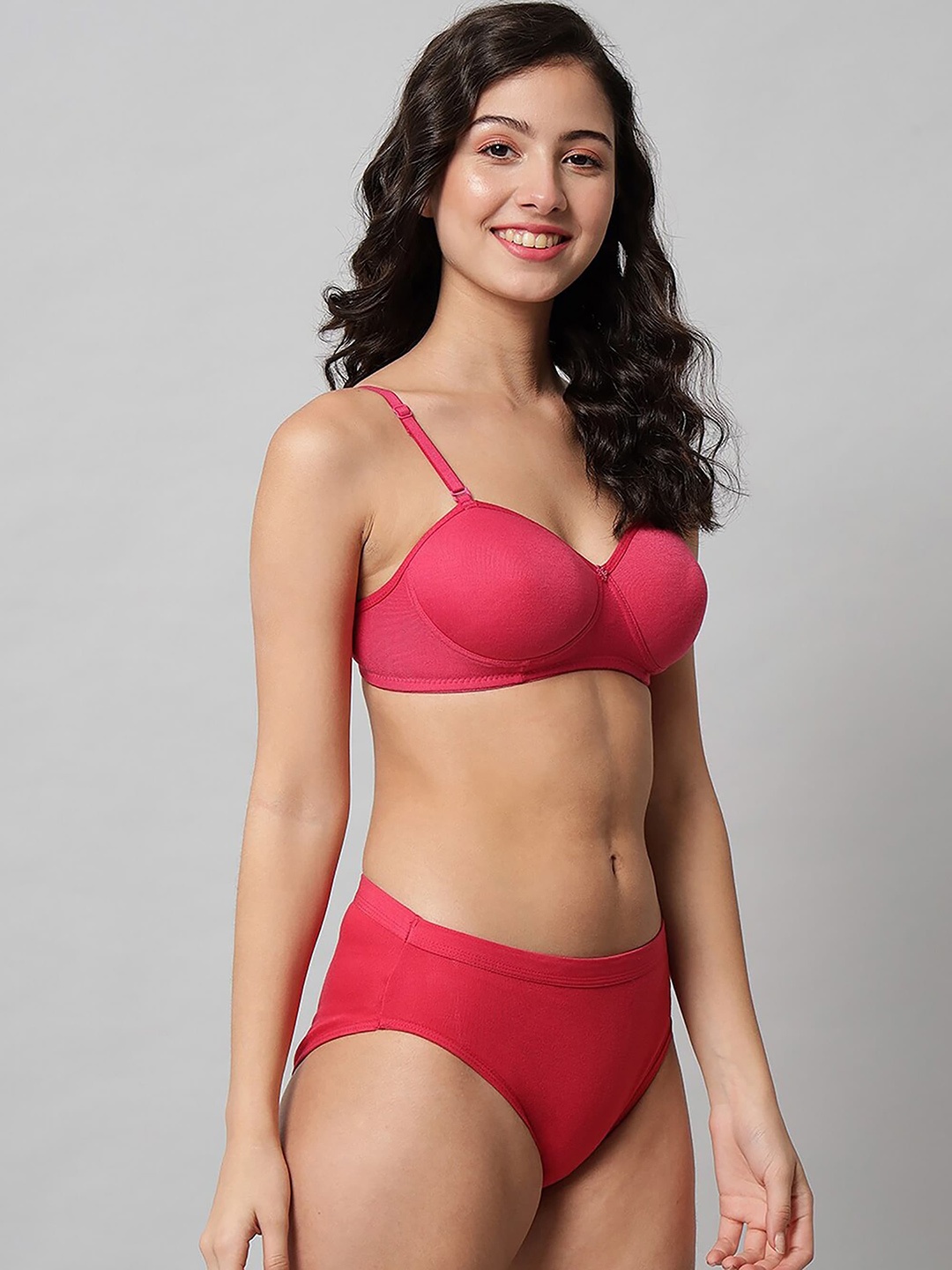 

AROUSY Non Padded Cotton Lingerie Set, Red