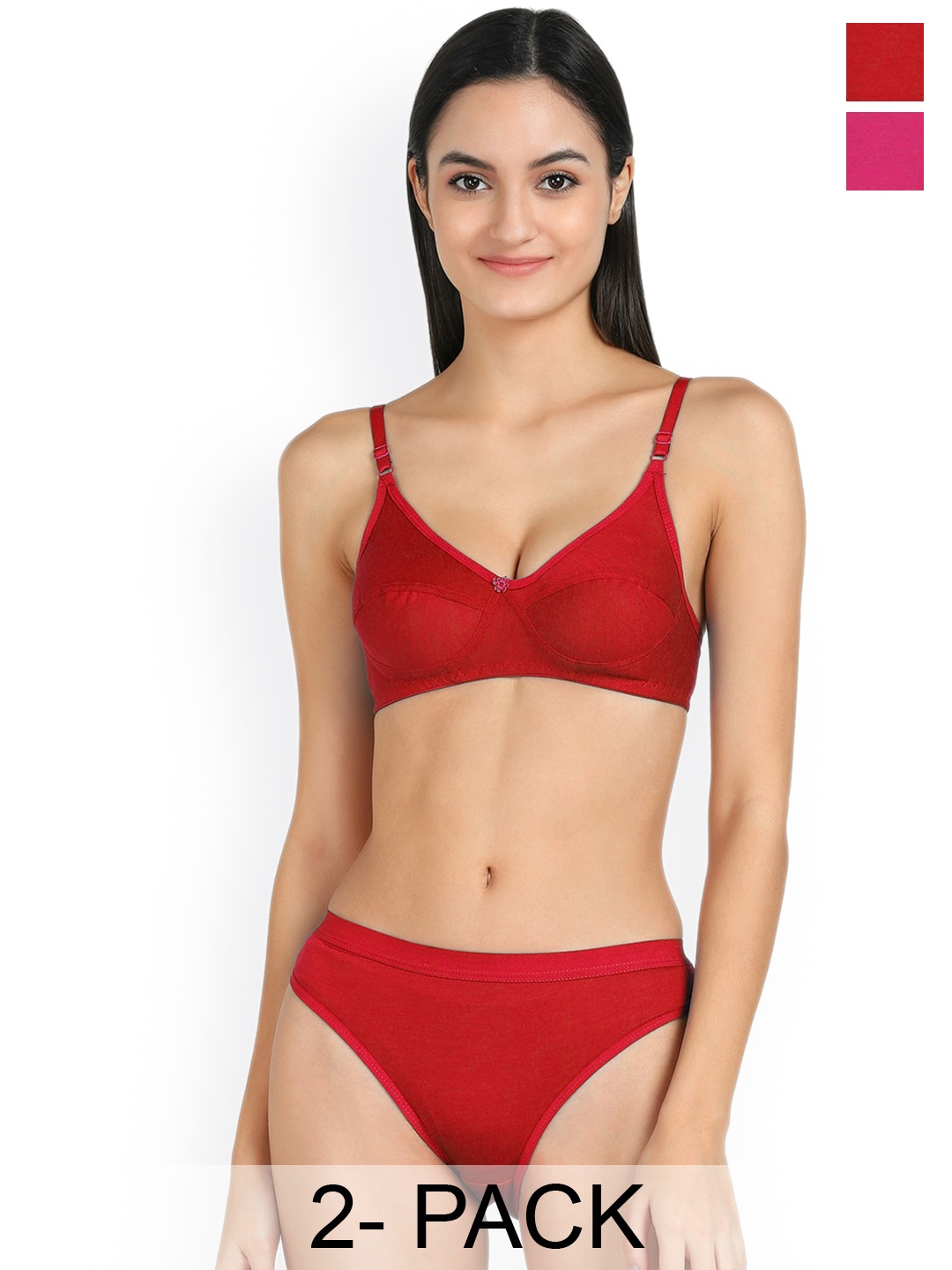 

Aamarsh Pack Of 2 Cotton Lingerie Set, Pink