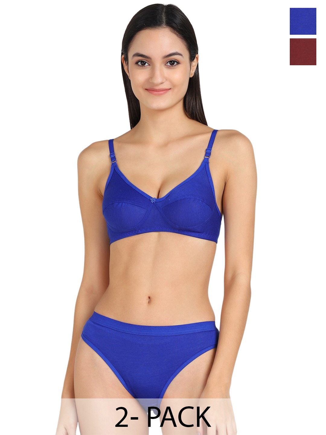 

Aamarsh Pack Of 2 Cotton Lingerie Set, Blue