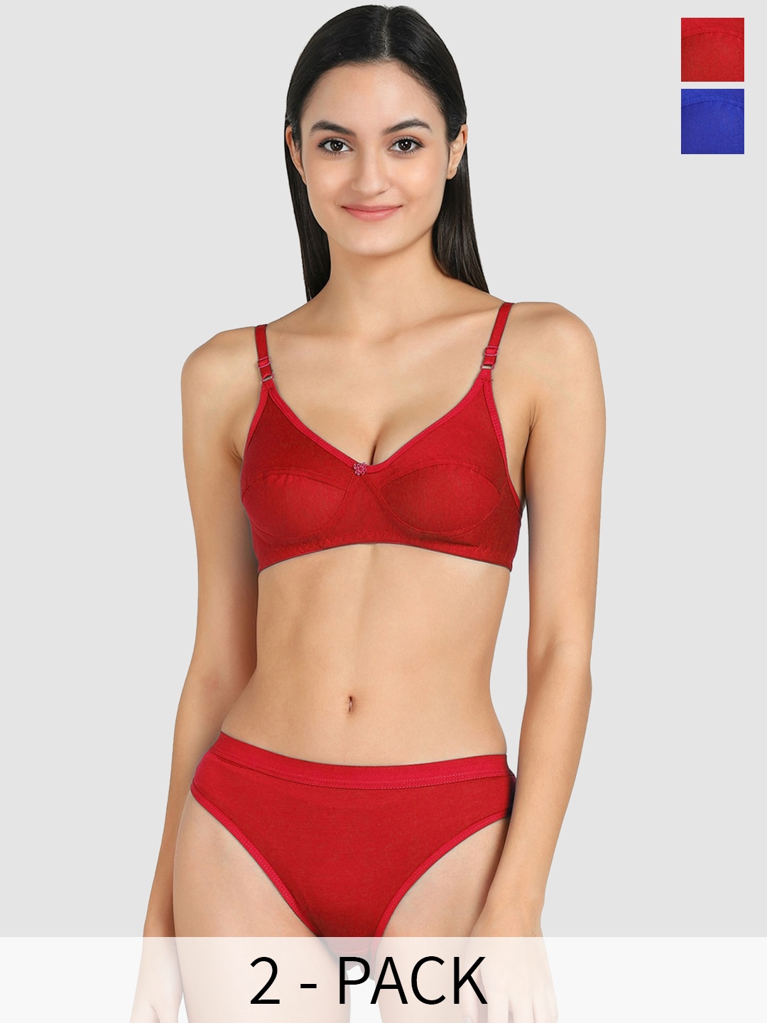 

Aamarsh Pack Of 2 Cotton Lingerie Set, Blue