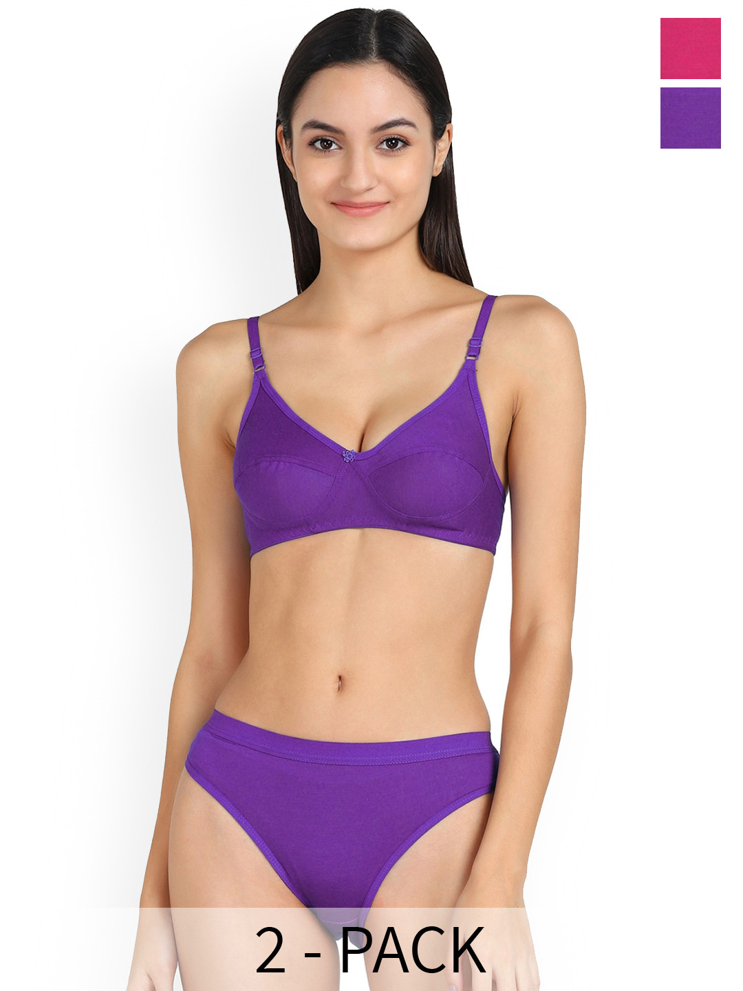 

Aamarsh Pack Of 2 Cotton Lingerie Set, Purple