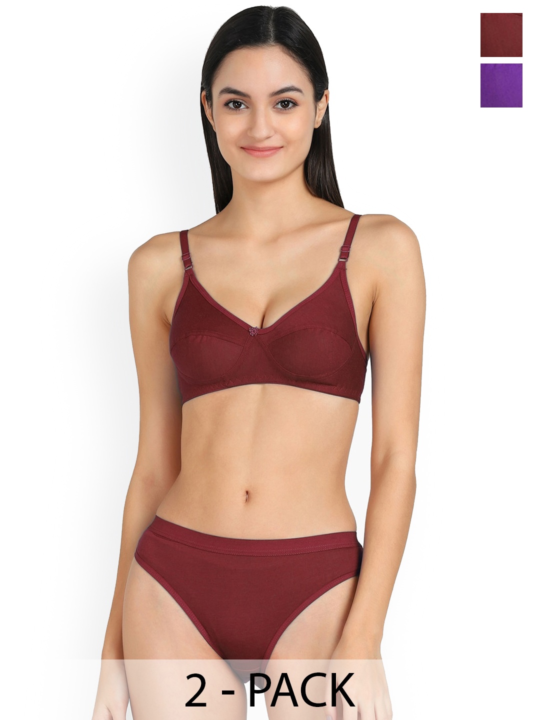 

Aamarsh Pack Of 2 Cotton Lingerie Set, Purple