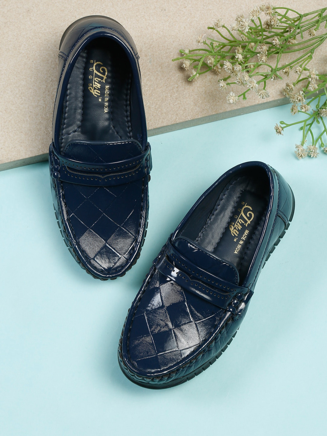 

Tiny Bugs Boys Textured Loafers, Blue
