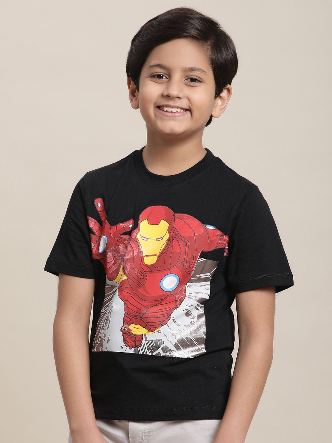 

Kids Ville Boys Ironman Printed Pure Cotton T-Shirt, Black