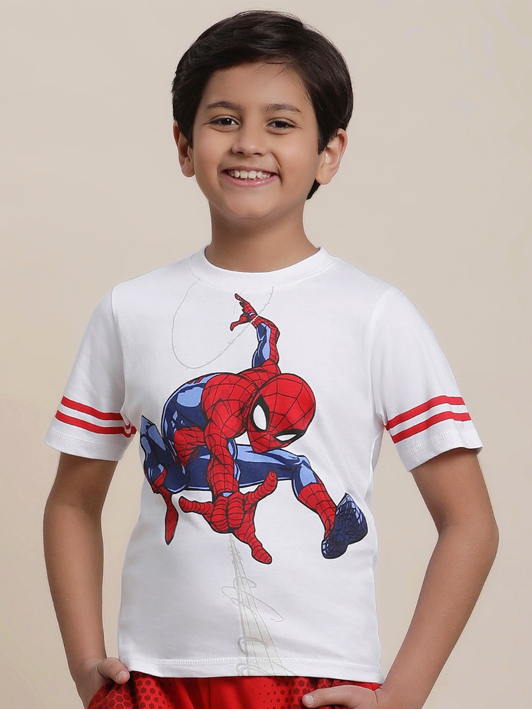 

Kids Ville Boys Spiderman Printed Pure Cotton T-Shirt, White