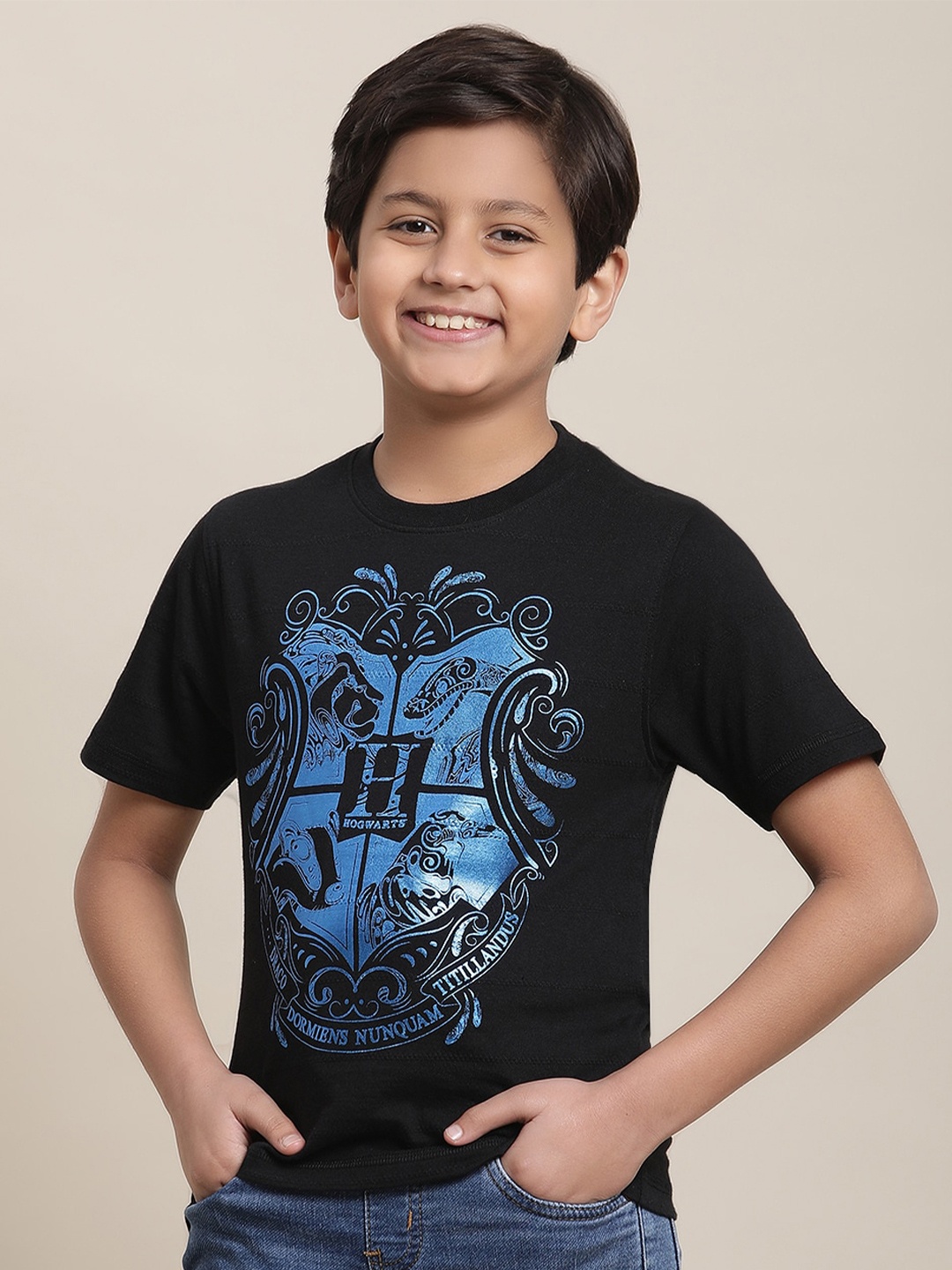 

Kids Ville Boys Harry Potter Printed Pure Cotton T-Shirt, Black