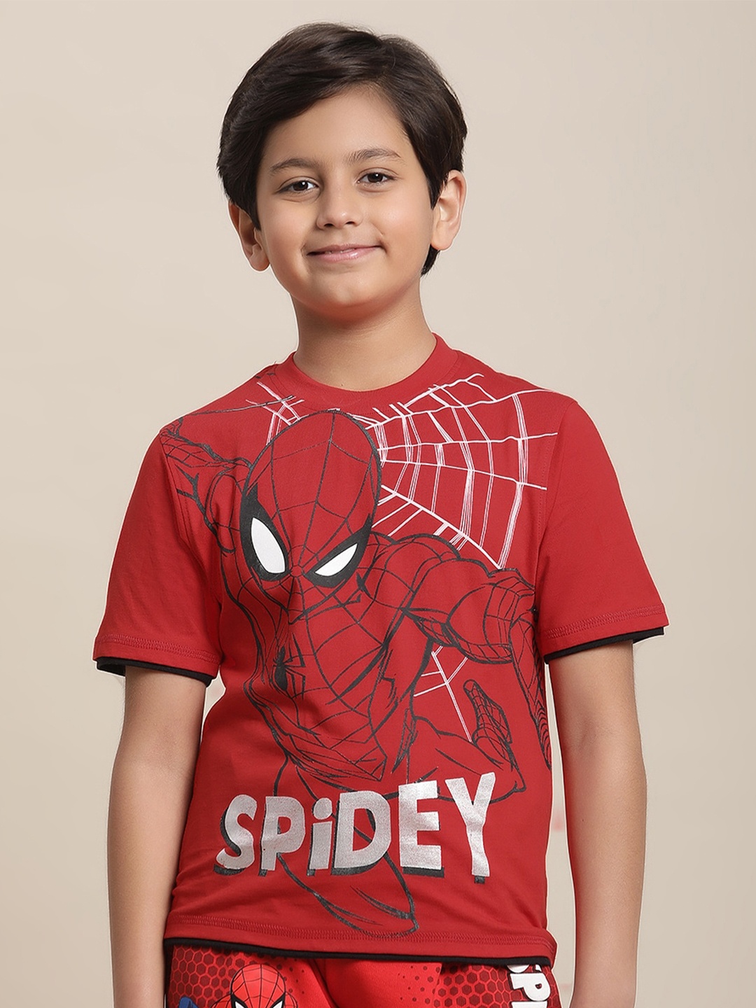 

Kids Ville Boys Spiderman Printed Pure Cotton T-Shirt, Red