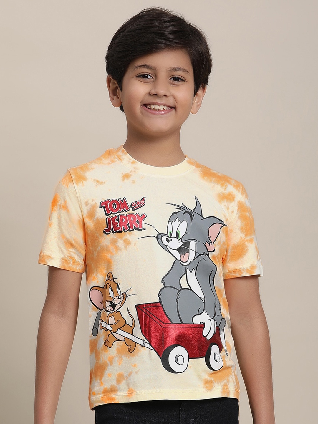 

Kids Ville Boys Tom & Jerry Printed Pure Cotton T-Shirt, White