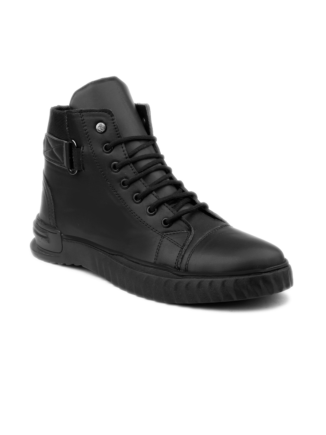 

Woakers Men Buckle Detail Mid-Top Lace-Ups Sneakers, Black