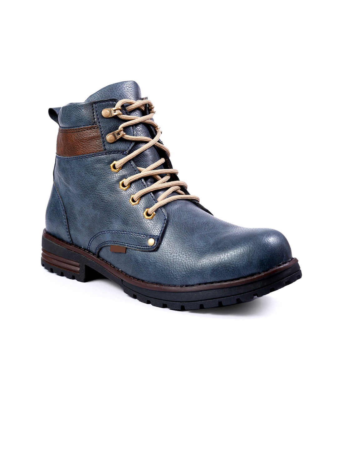 

Woakers Men Round Toe Mid-Top Lace-Ups Boots, Blue