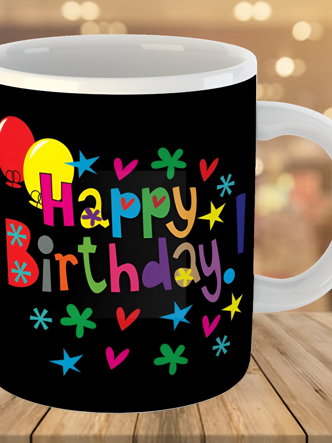 

Keviv Black & Red Happy Birthday Printed Ceramic Glossy Coffee Mug 325 ml