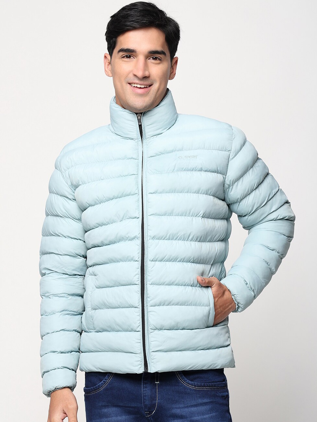 

CL SPORT Mock Collar Lightweight Puffer Jacket, Blue