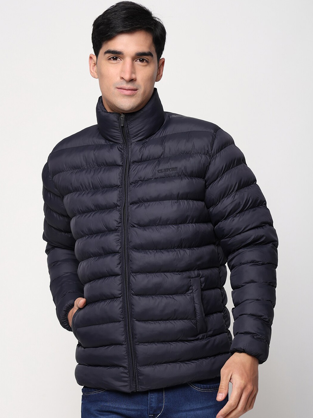 

CL SPORT Mock Collar Lightweight Puffer Jacket, Navy blue