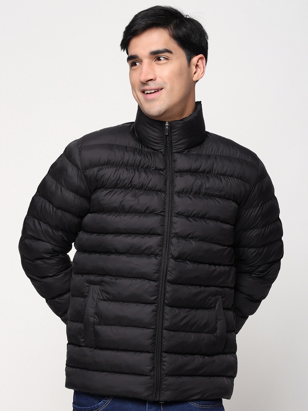 

CL SPORT Mock Collar Lightweight Puffer Jacket, Black