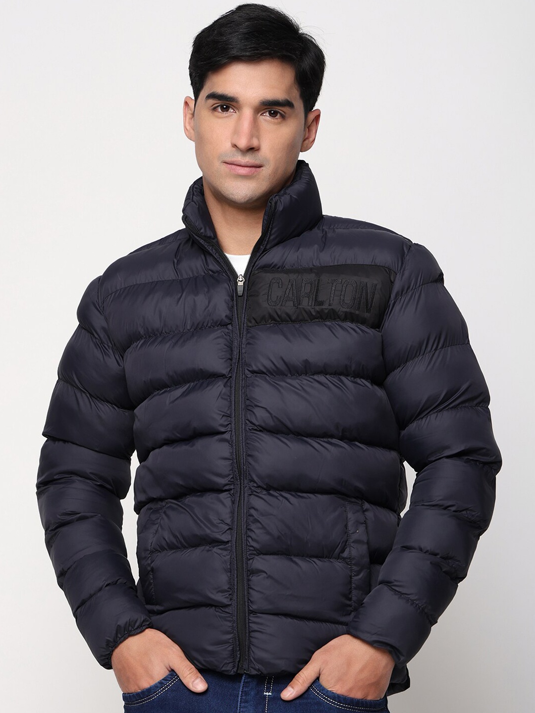 

CL SPORT Mock Collar Lightweight Puffer Jacket, Navy blue