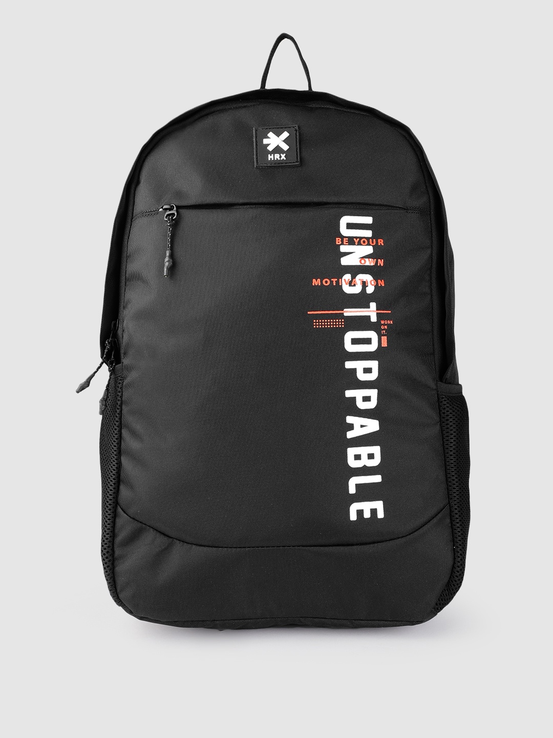 HRX by Hrithik Roshan Unisex Typography Printed Backpack 17.5 L, Black