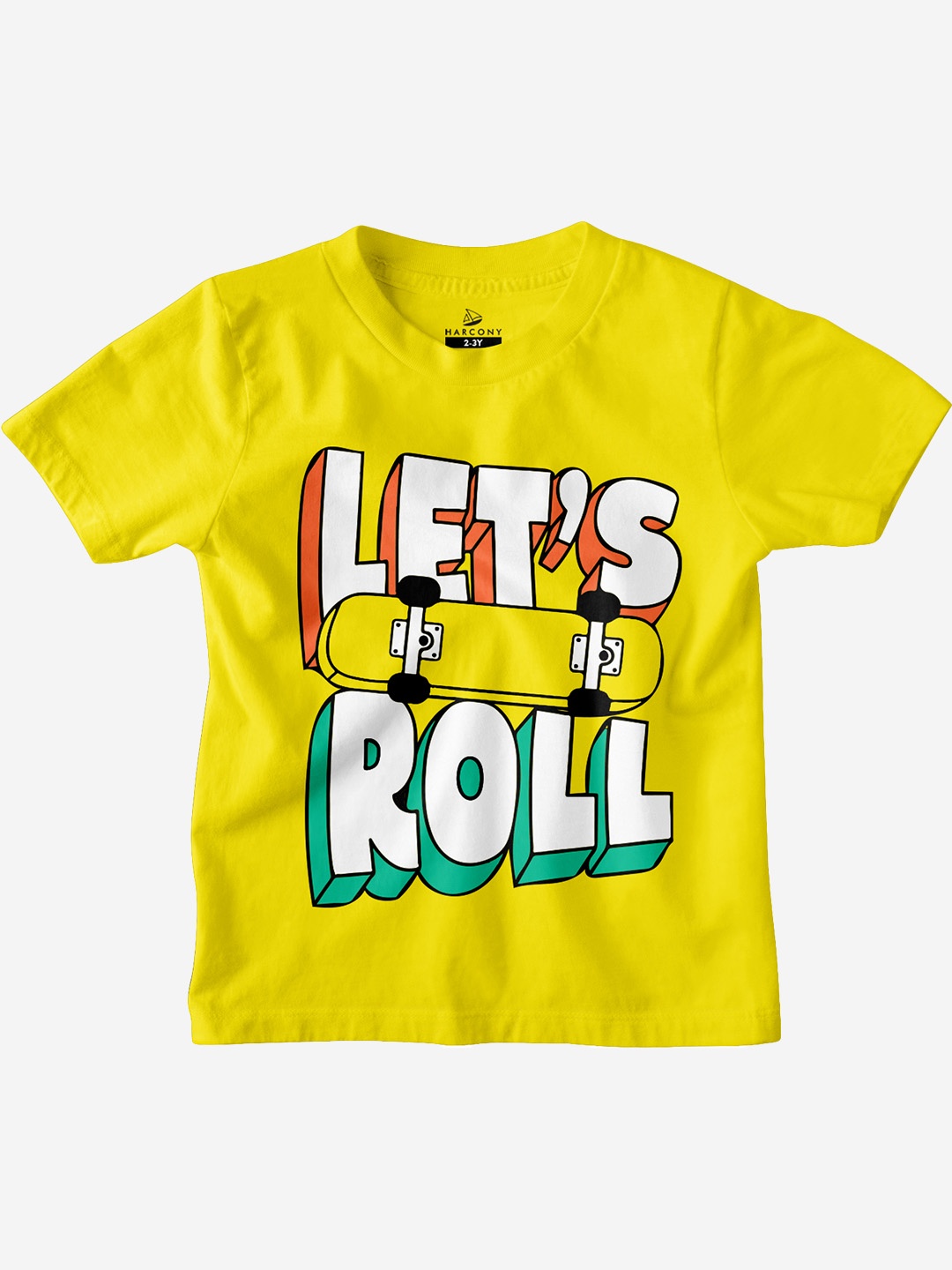 

HARCONY Boys Typography Printed Round Neck Cotton T-shirt, Yellow