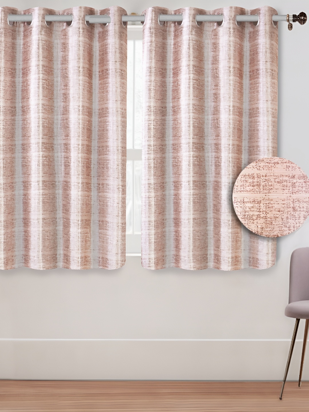 

Aura Brown & White 2 Pieces Geometric Printed Window Curtains