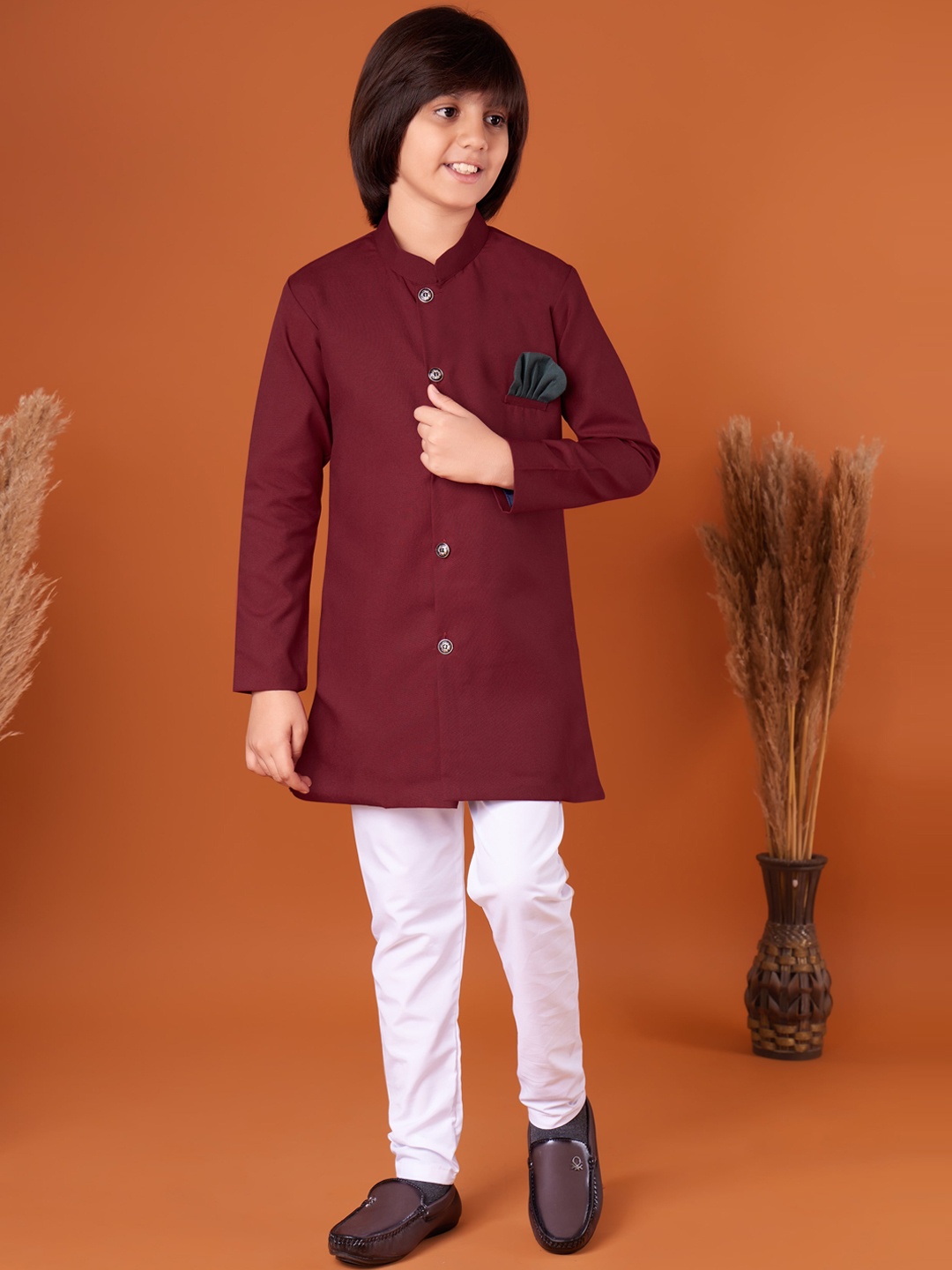 

BAESD Boys Regular Kurta With Pyjamas, Maroon