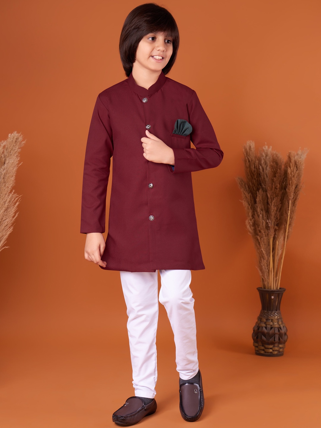 

BAESD Boys Regular Kurta With Pyjamas, Maroon