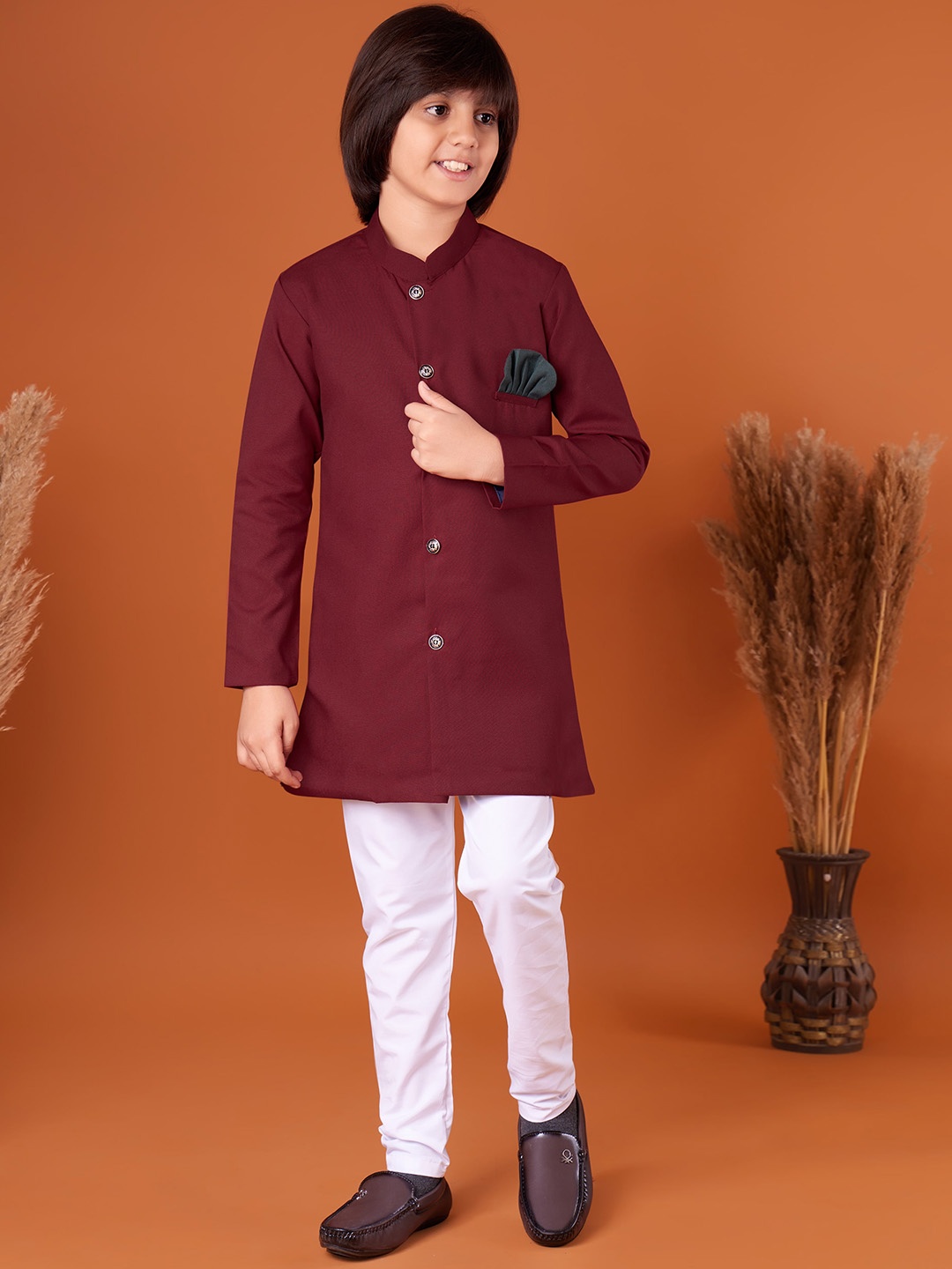 

BAESD Boys Regular Kurta With Pyjamas, Maroon