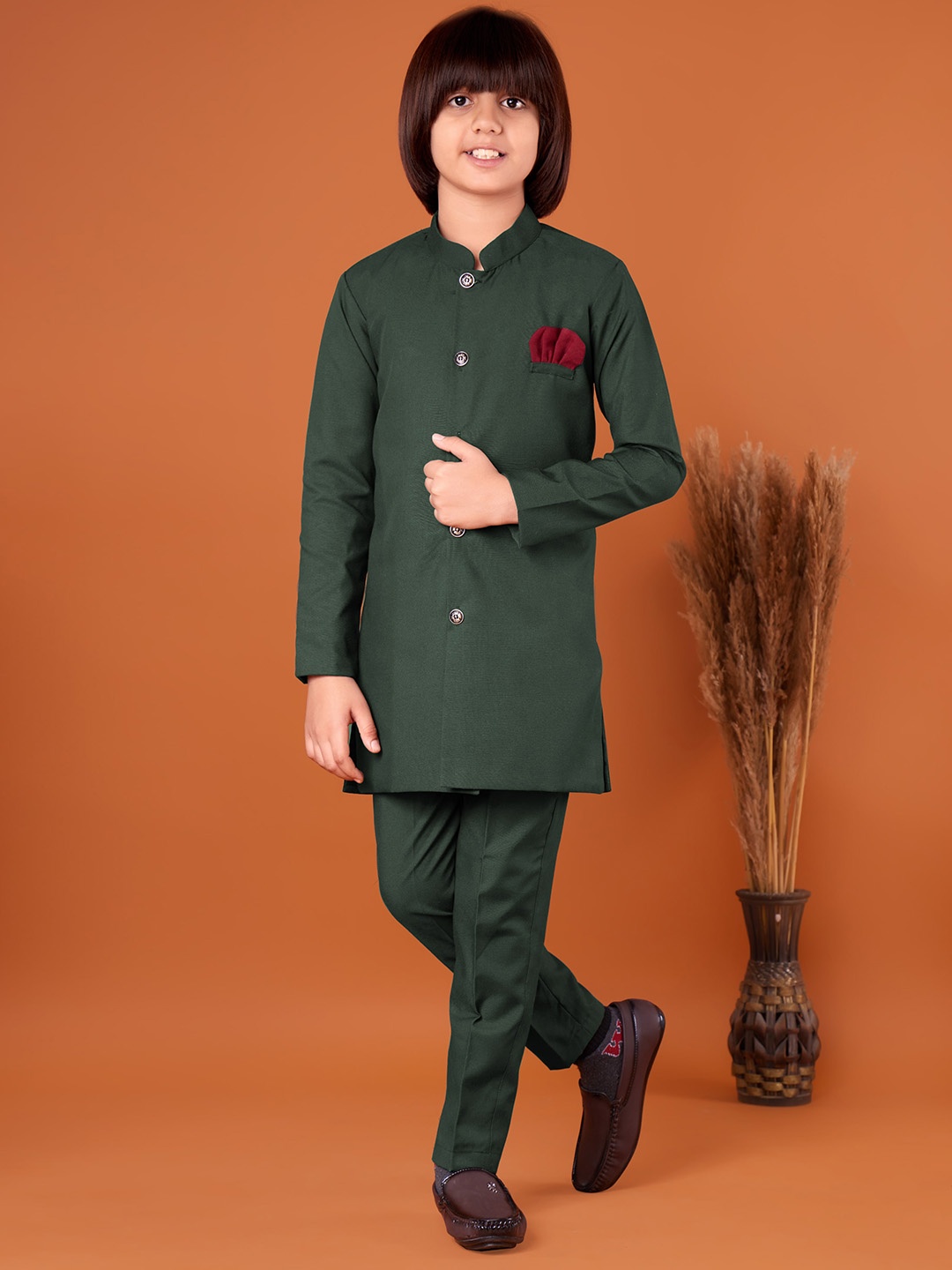 

BAESD Boys Regular Kurta With Trousers, Green