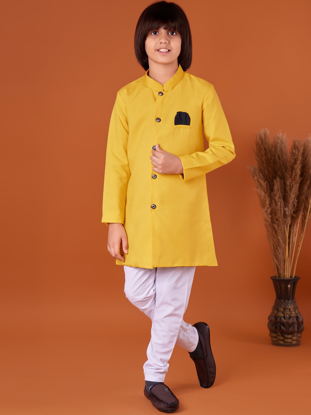 

BAESD Boys Regular Kurta With Pyjamas, Yellow