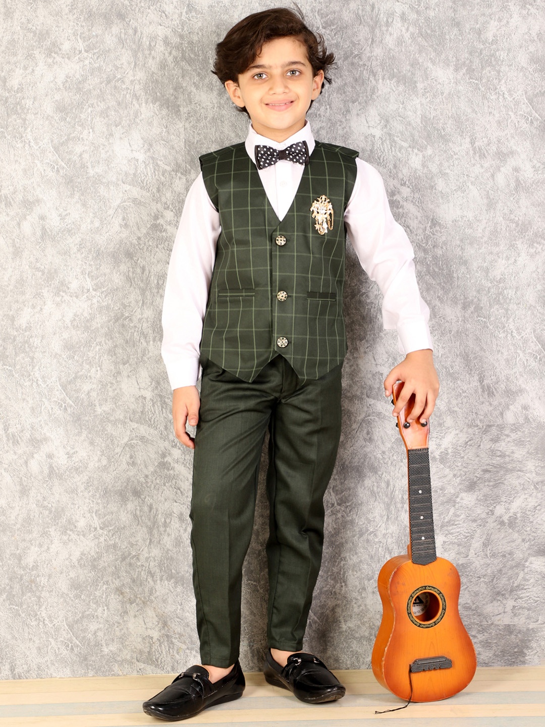 

BAESD Boys Printed 3 Piece Suit, Olive