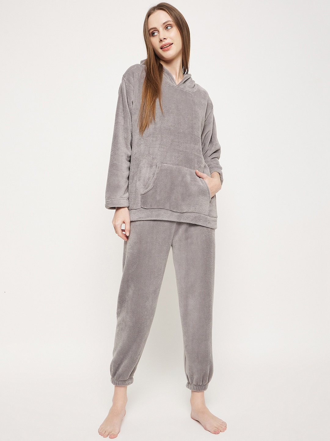 

Camey Hooded Long Sleeves Sweatshirt With Pyjamas, Grey