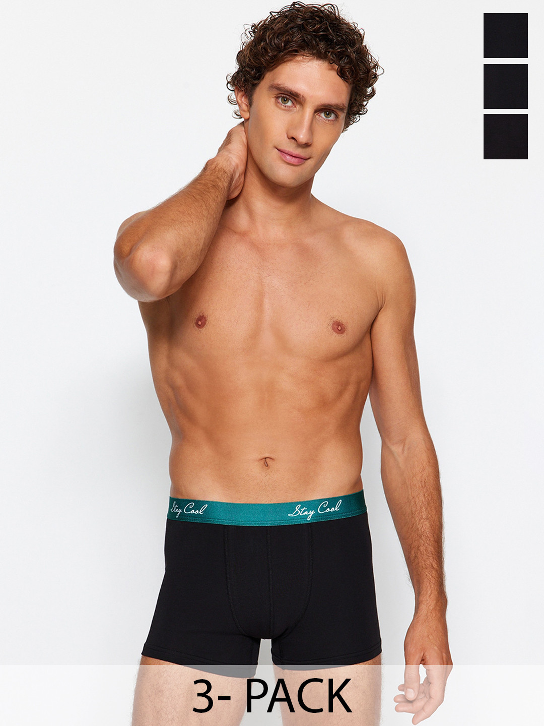 

Trendyol Pack Of 3 Mid-Rise Short Trunks 1019727340, Black