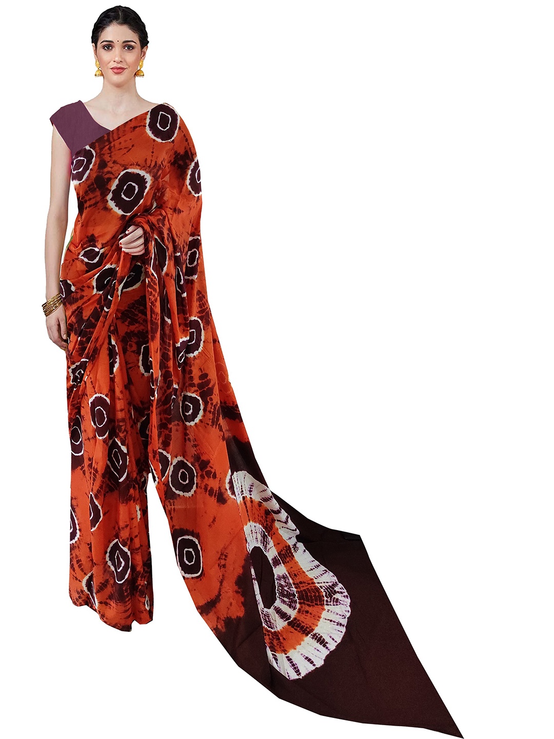 

Sanganeri Print Mulmul Cotton Block Print Saree, Orange