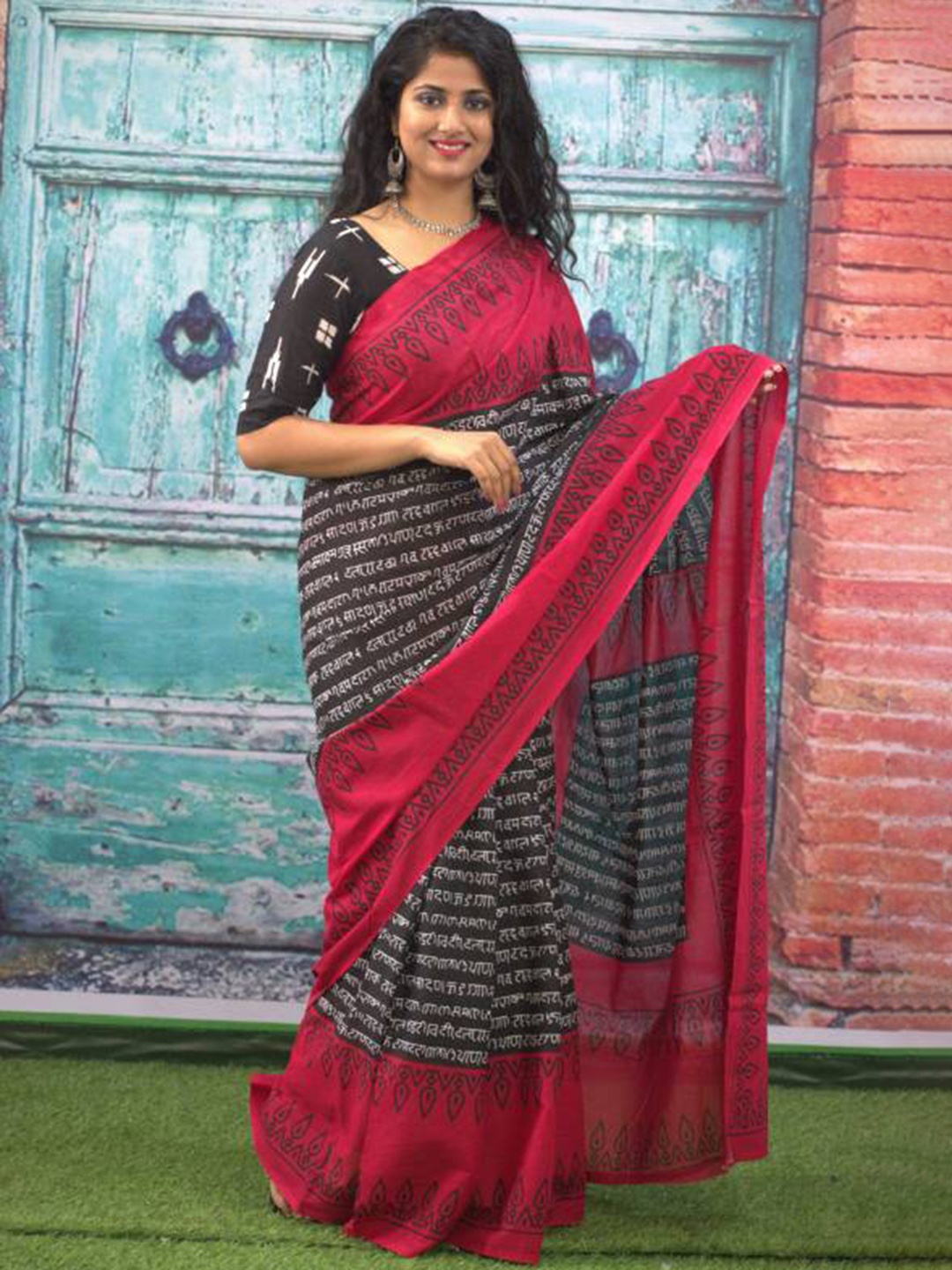 

Sanganeri Print Leheriya Pure Cotton Bandhani Saree, Pink