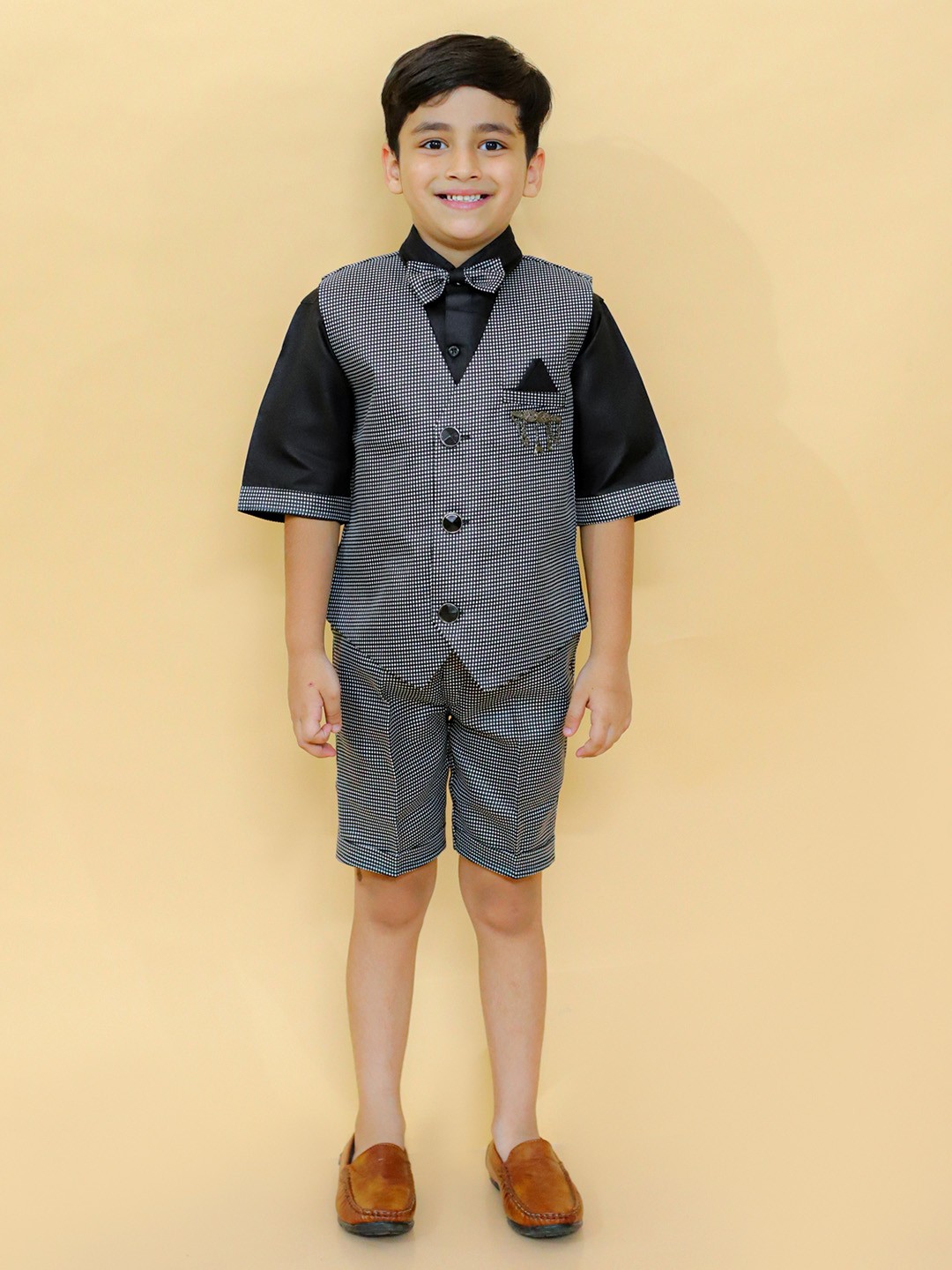 

BAESD Boys Printed 3 Piece Suit, Black