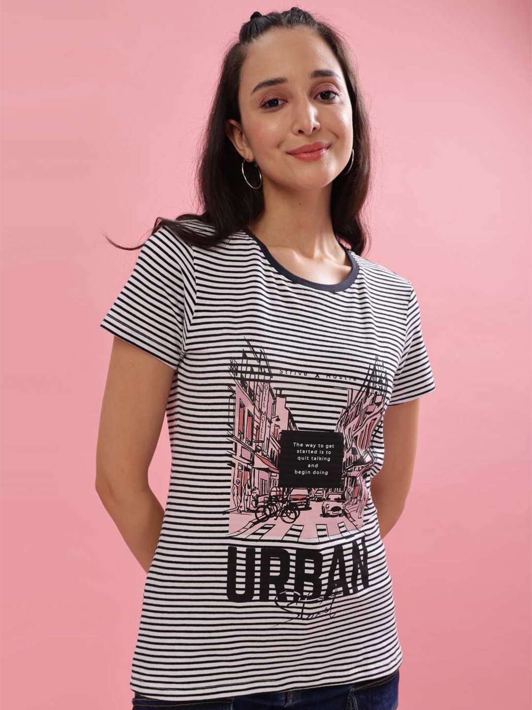 

Dollar Round Neck Short Sleeves Cotton T-shirt, Black