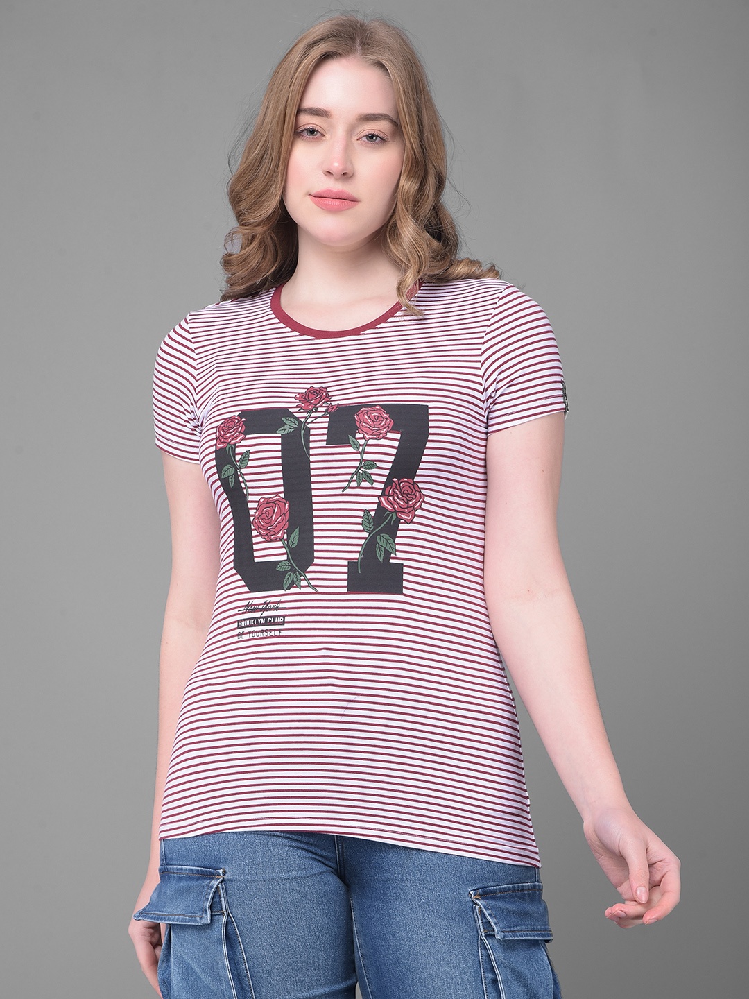 

Dollar Round Neck Short Sleeves Cotton T-shirt, Pink