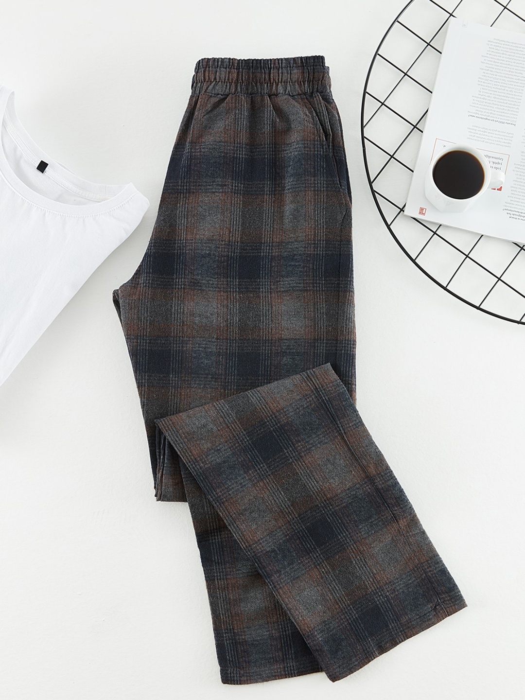 

Trendyol Men Checked Lounge Pants, Blue