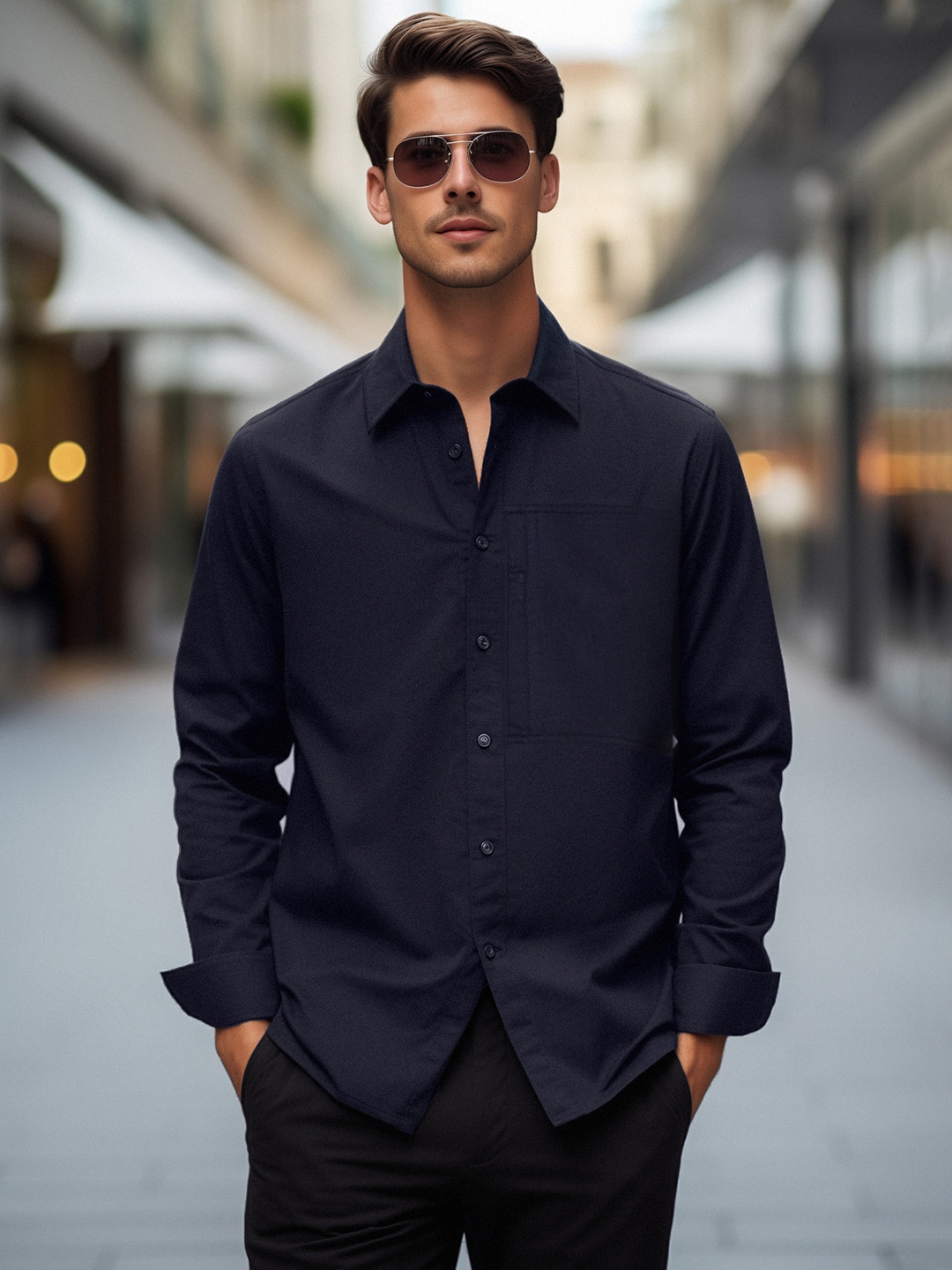 

Trendyol Cotton Casual Shirt, Navy blue