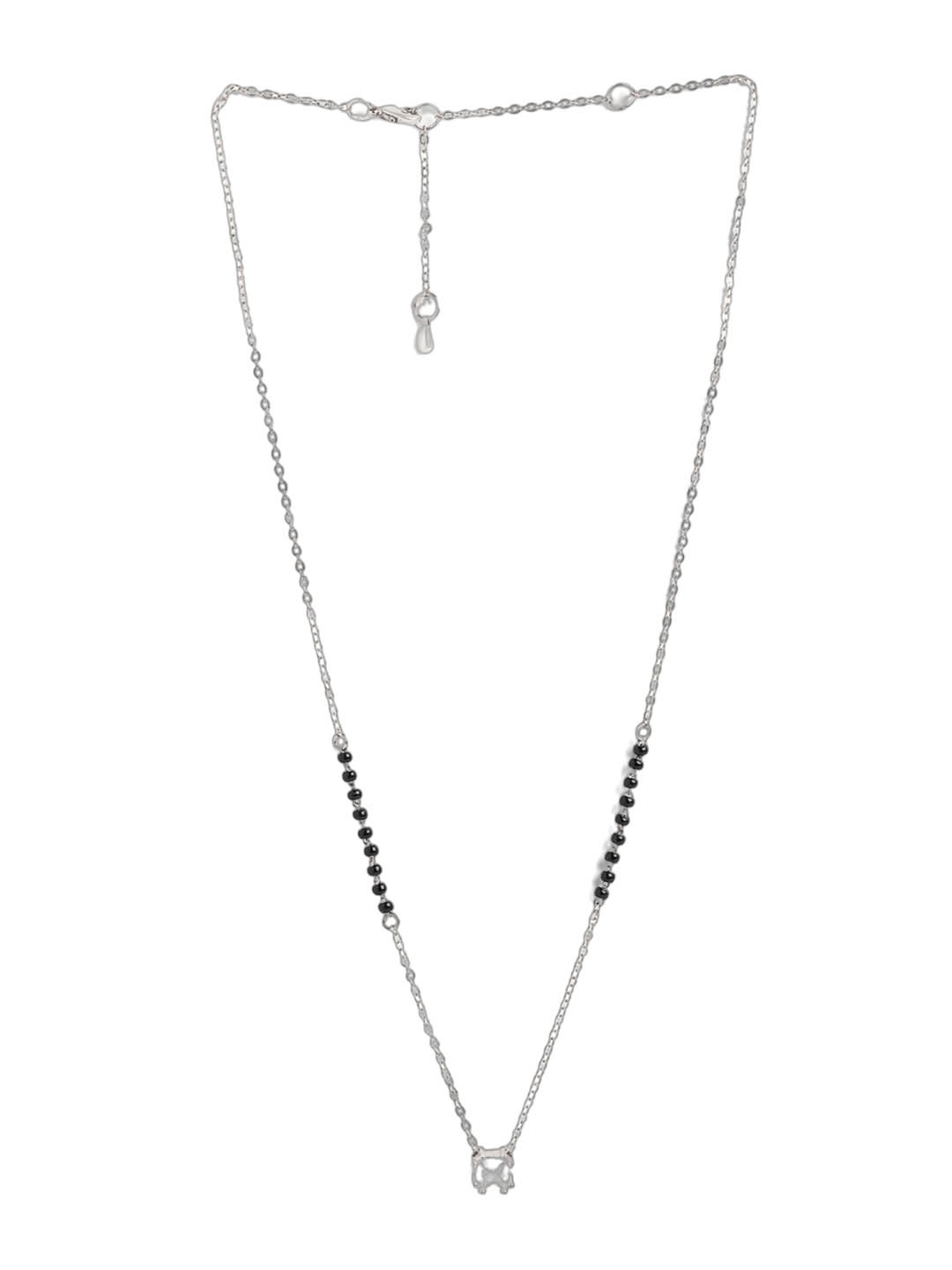 

MINUTIAE Silver-Plated Crystal Studded Mangalsutra