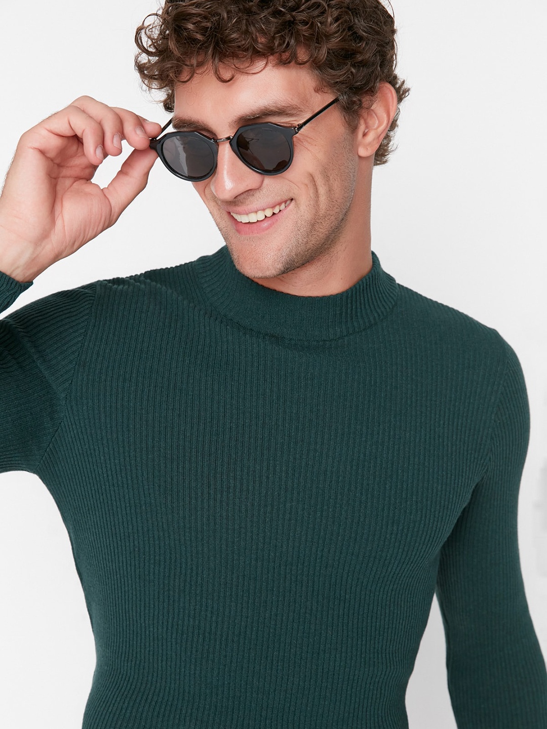 

Trendyol Round Neck Striped Pullover, Green