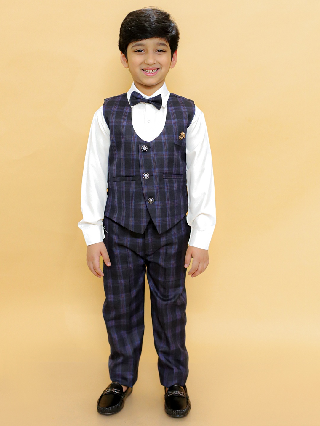 

BAESD Boys Printed 3 Piece Suit, Navy blue